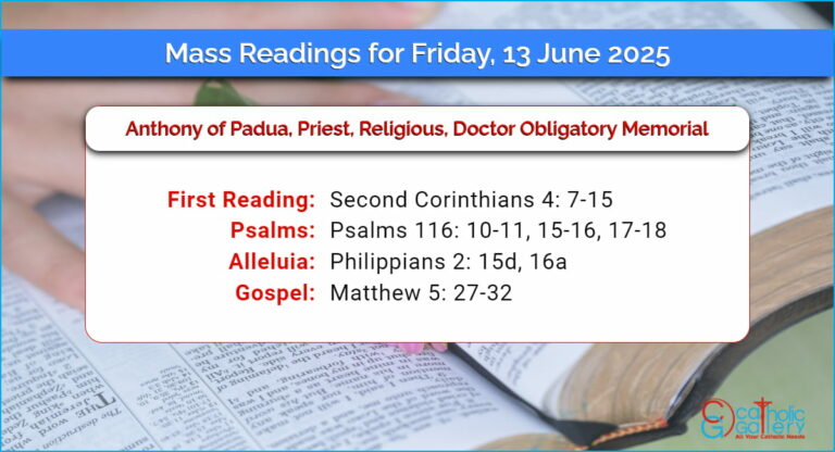 Daily Mass Readings for Friday, 13 June 2025