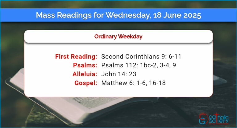 Daily Mass Readings for Wednesday, 18 June 2025
