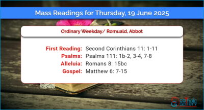 Daily Mass Readings for Thursday, 19 June 2025