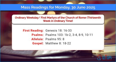 Daily Mass Readings for Monday, 30 June 2025