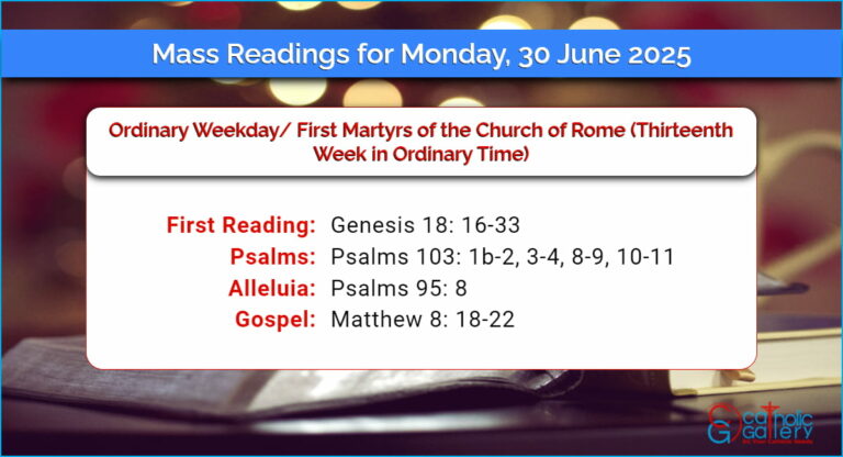 Daily Mass Readings for Monday, 30 June 2025