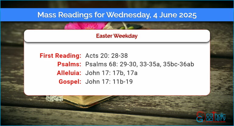 Daily Mass Readings for Wednesday, 4 June 2025