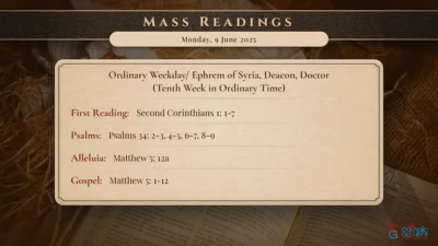 Daily Mass Readings – Monday, 9 June 2025