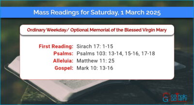 Daily Mass Readings for Saturday, 1 March 2025
