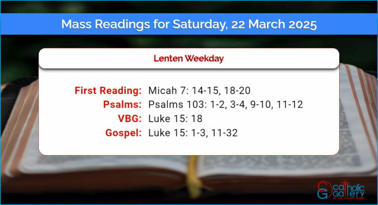 Daily Mass Readings for Saturday, 22 March 2025