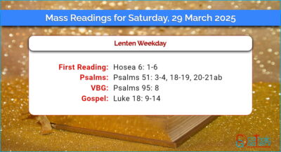 Daily Mass Readings for Saturday, 29 March 2025