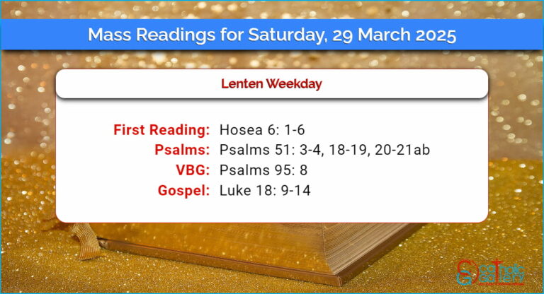 Daily Mass Readings for Saturday, 29 March 2025