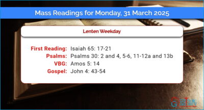 Daily Mass Readings for Monday, 31 March 2025