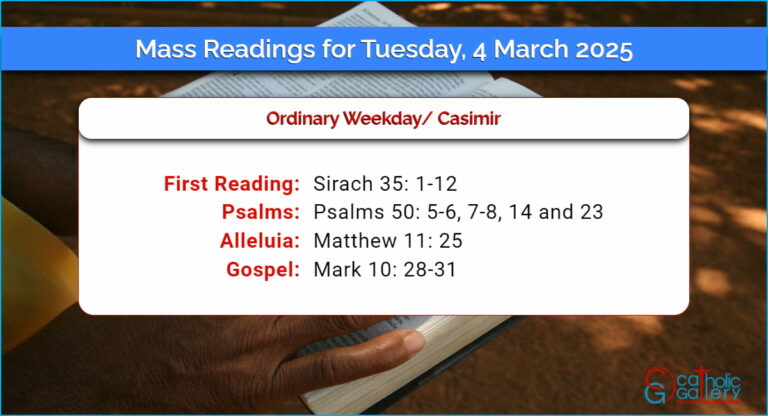 Daily Mass Readings for Tuesday, 4 March 2025