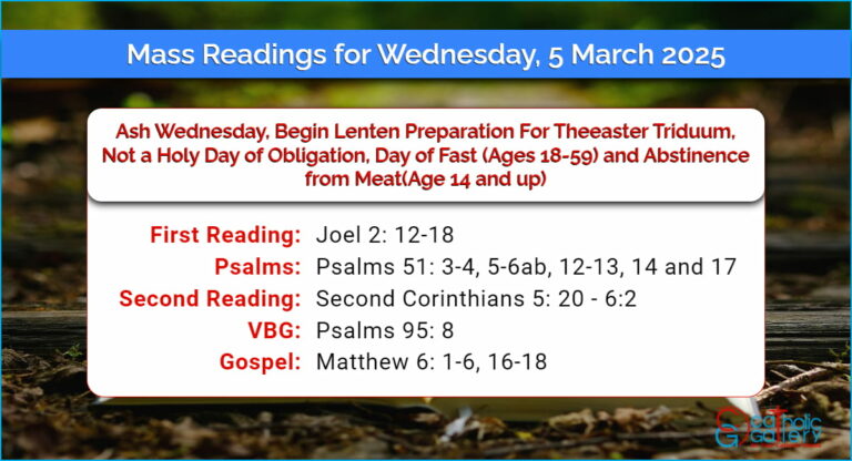 Daily Mass Readings for Wednesday, 5 March 2025