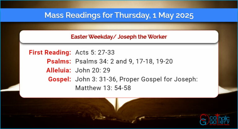 Daily Mass Readings for Thursday, 1 May 2025