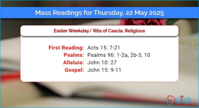 Daily Mass Readings for Thursday, 22 May 2025