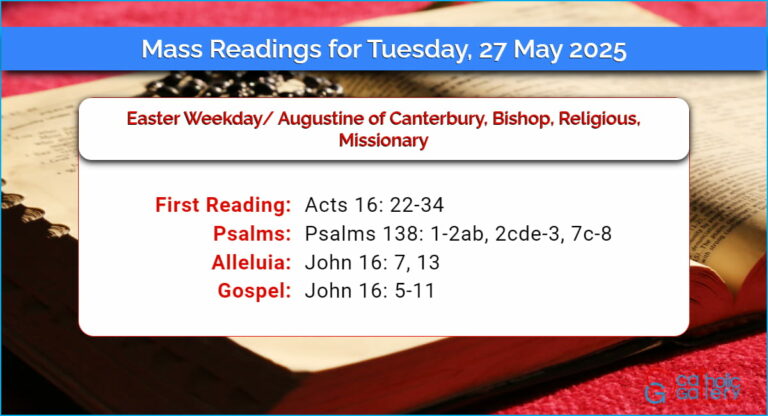 Daily Mass Readings for Tuesday, 27 May 2025