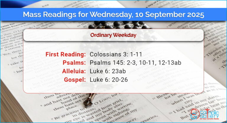 Daily Mass Readings for Wednesday, 10 September 2025