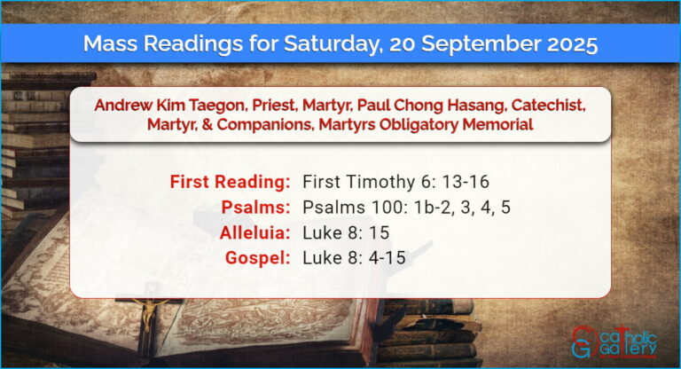 Daily Mass Readings for Saturday, 20 September 2025