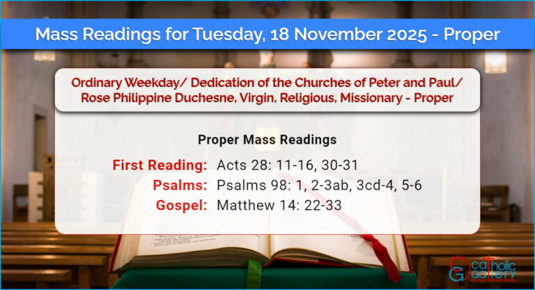 Daily Mass Readings for Tuesday, 18 November 2025 – Proper