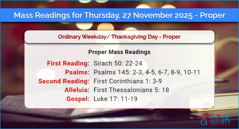 Daily Mass Readings for Thursday, 27 November 2025 – Proper