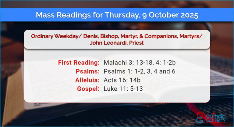 Daily Mass Readings for Thursday, 9 October 2025