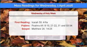 Daily Mass Readings for Wednesday, 1 April 2026