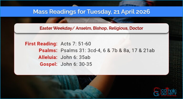 Daily Mass Readings for Tuesday, 21 April 2026
