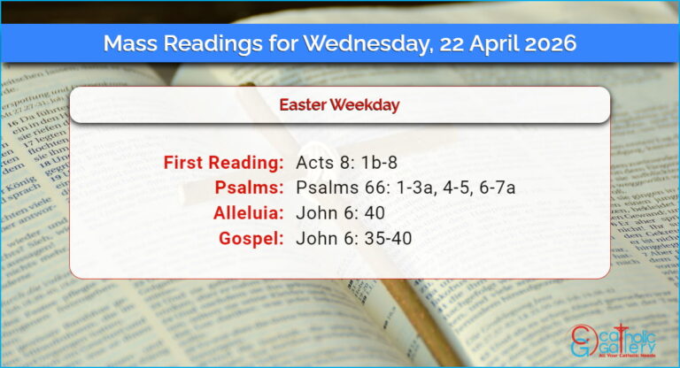 Daily Mass Readings for Wednesday, 22 April 2026
