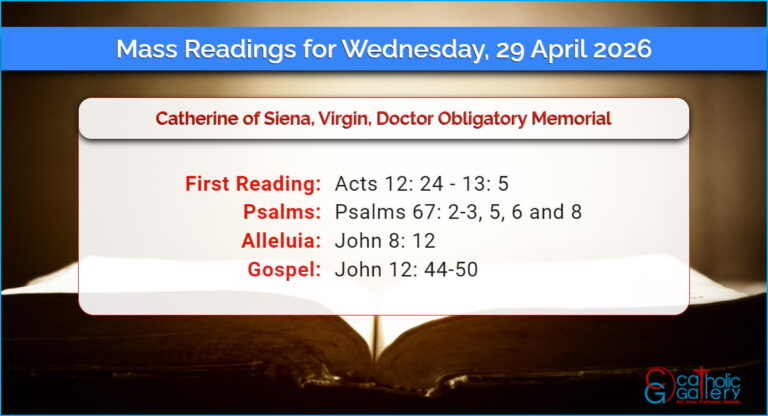 Daily Mass Readings for Wednesday, 29 April 2026