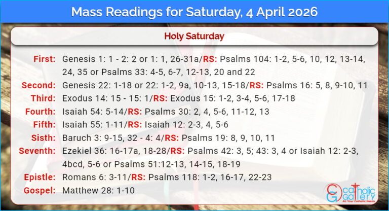 Daily Mass Readings for Saturday, 4 April 2026