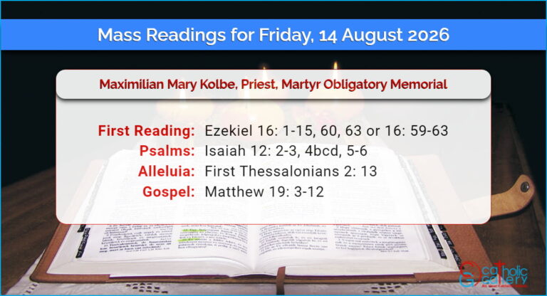 Daily Mass Readings for Friday, 14 August 2026