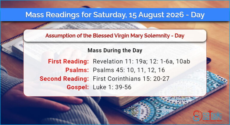 Daily Mass Readings for Saturday, 15 August 2026 – Day