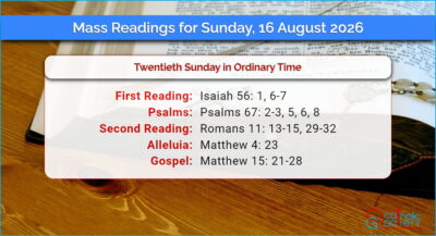 Daily Mass Readings for Sunday, 16 August 2026