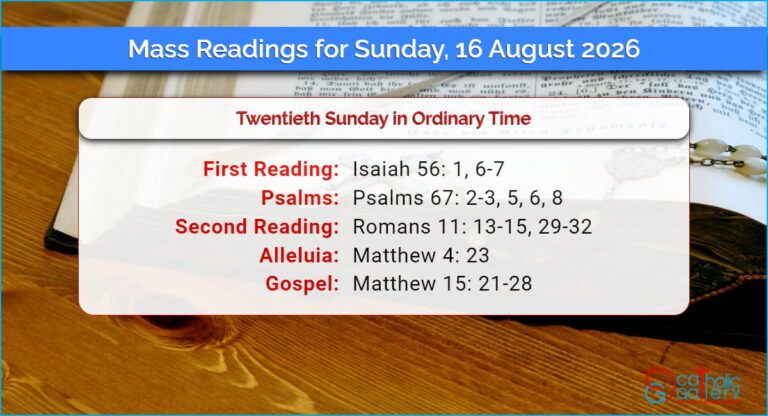 Daily Mass Readings for Sunday, 16 August 2026