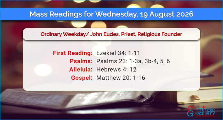 Daily Mass Readings for Wednesday, 19 August 2026