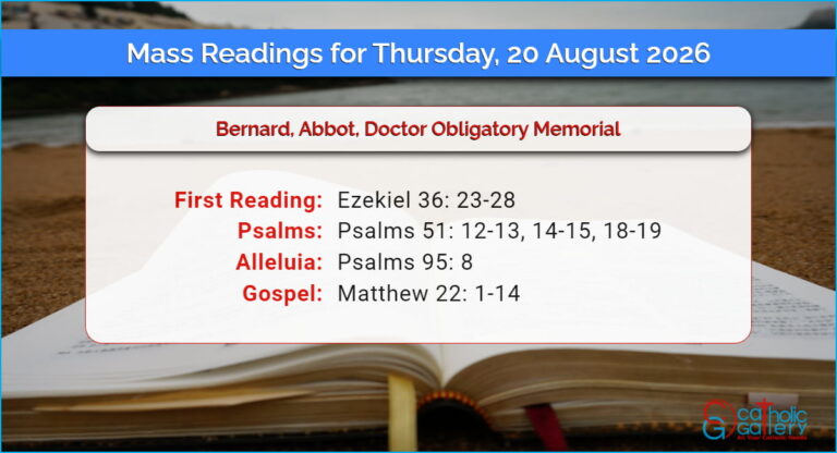 Daily Mass Readings for Thursday, 20 August 2026