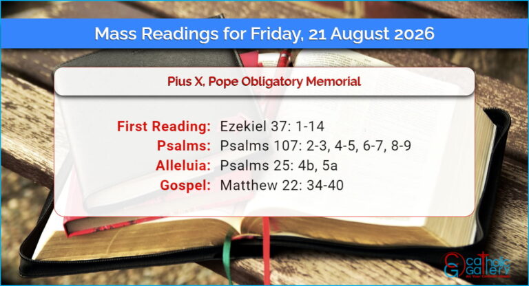Daily Mass Readings for Friday, 21 August 2026