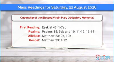 Daily Mass Readings for Saturday, 22 August 2026