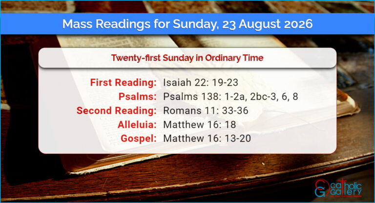 Daily Mass Readings for Sunday, 23 August 2026