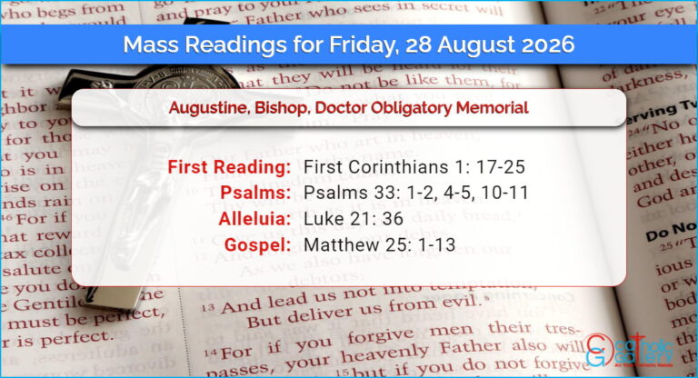 Daily Mass Readings for Friday, 28 August 2026