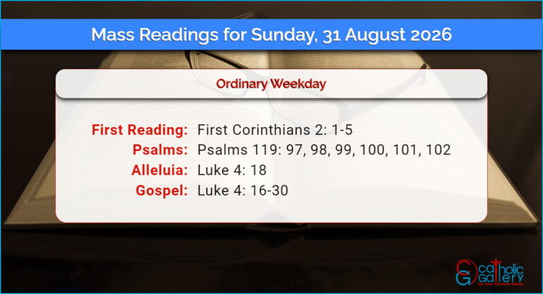 Daily Mass Readings for Sunday, 31 August 2026