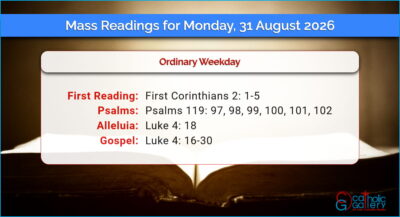 Daily Mass Readings for Monday, 31 August 2026