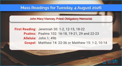 Daily Mass Readings for Tuesday, 4 August 2026