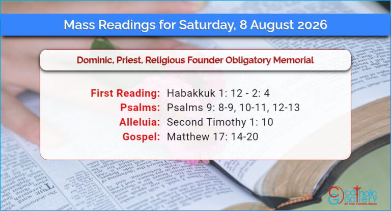 Daily Mass Readings for Saturday, 8 August 2026