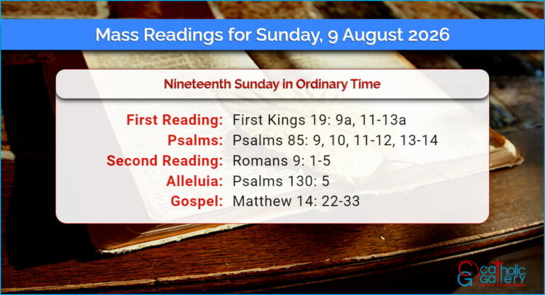 Daily Mass Readings for Sunday, 9 August 2026