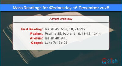 Daily Mass Readings for Wednesday, 16 December 2026
