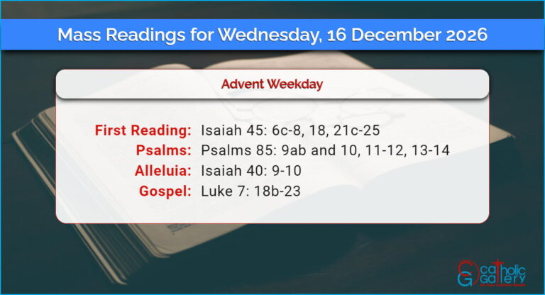 Daily Mass Readings for Wednesday, 16 December 2026