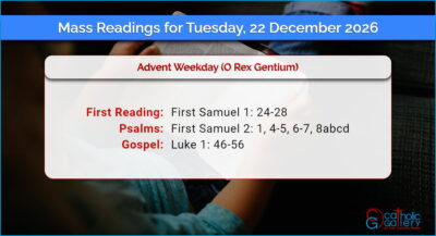 Daily Mass Readings for Tuesday, 22 December 2026