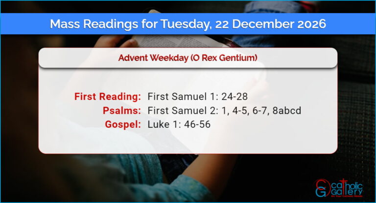 Daily Mass Readings for Tuesday, 22 December 2026