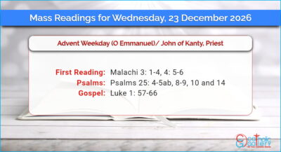 Daily Mass Readings for Wednesday, 23 December 2026