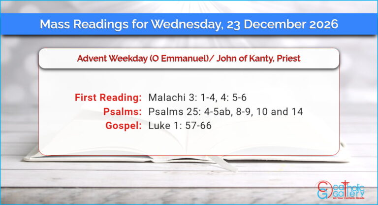 Daily Mass Readings for Wednesday, 23 December 2026