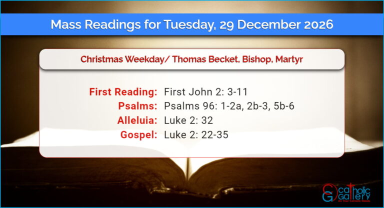 Daily Mass Readings for Tuesday, 29 December 2026