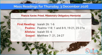 Daily Mass Readings for Thursday, 3 December 2026